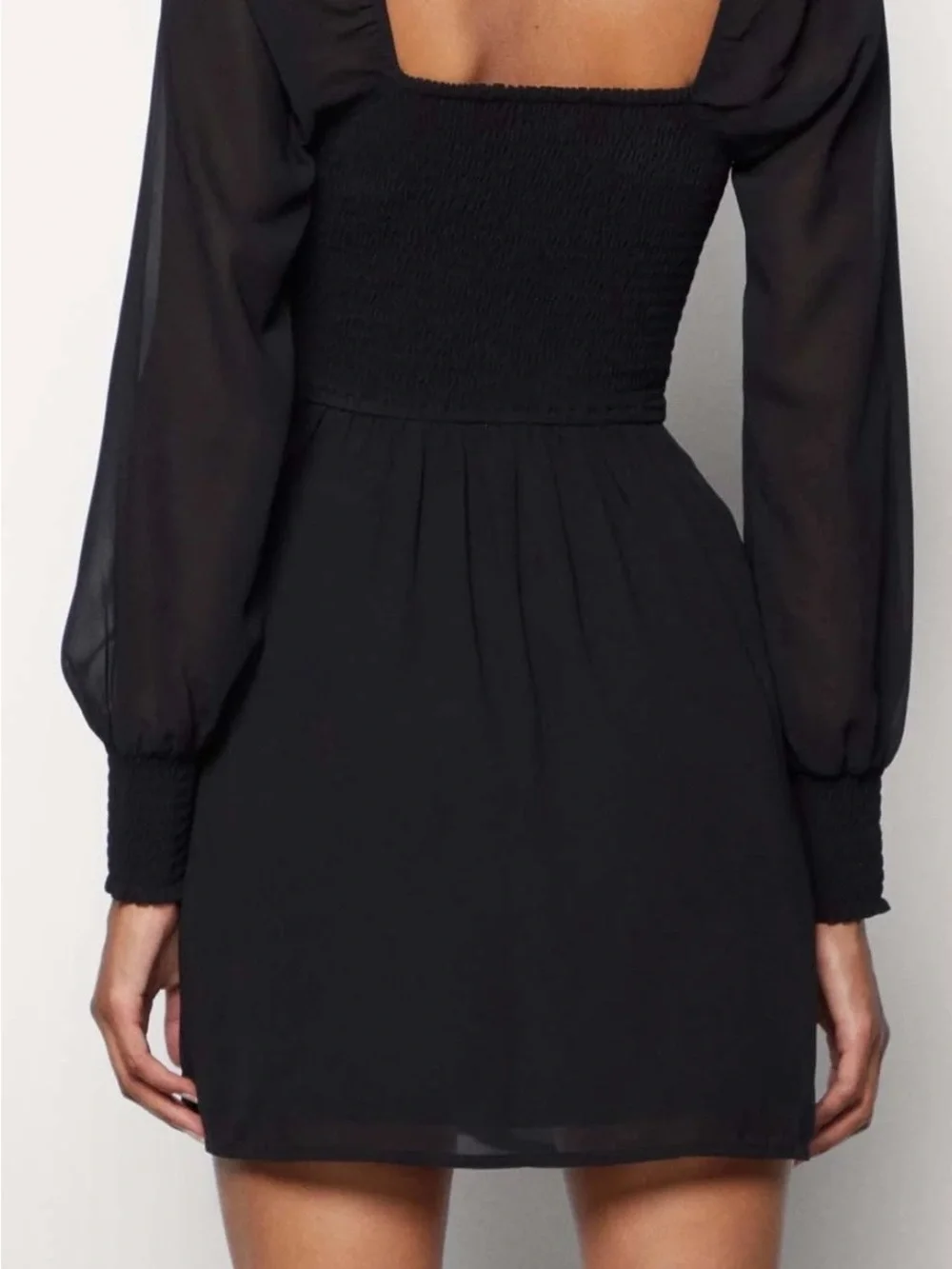 Hollister Black Long-Sleeve Square Neck Babydoll Dress size XS - Picture 2 of 12